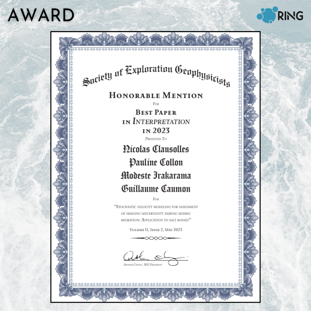 Award SEG Clausolles et al